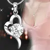 Collar con colgante en forma de corazón de Jiahua dorado, joyería de plata de moda coreana, temperamento, moda LO a primera vista, colgante, cadena de clavícula