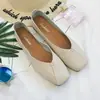 Zapatos de una sola capa talla grande para mujer Verano 2023 nuevo estilo coreano punta cuadrada planos cuero suave Tods de corte bajo cómodos zapatos de trabajo para mujer