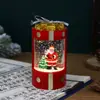 Bolsa de Regalo Redonda de Navidad Inyección de Agua Interior Personaje Luces de Viento Pequeñas Caja de Regalo Luminosa Arreglo de Escena Navideña Caja de Música Navideña