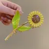 Pinza para el Cabello de Girasol Estilo Coreano de Verano para Mujer, Pinza de Tiburón de Metal Elegante y de Alta Gama Accesorio para el Cabello