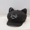 Gorra de béisbol bordada con orejas de gato para mujer, lindo estilo otoño e invierno, adecuada para cabezas grandes, hace que la cara se vea más pequeña, sombrero versátil de copa suave