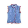 Z Estilo Europeu Transfronteiriço 2026 Nova Moda Elegante Roupas Femininas Atacado Camisa com Decoração em Camadas Listrada 7034543