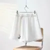 Shorts casuales de cordones estilo coreano para mujer, verano finos de cintura alta adelgazantes de pierna ancha versátiles de línea A casuales pantalones cortos ajustados