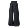 Calça Masculina Outono Han Lu Textura Lã Imitação Caimento Pesada Solta Casual Listras Verticais Retrô Longa