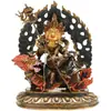 Nepal Hecho a Mano Semi-dorado Tesoro Rey Celestial Buda Estatuas Tíbet Adornos para el Hogar Estatuas de Buda Adornos 10 Pulgadas