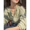 Camisa Rosa Rayada 2026 Otoño Nuevo Elegante de Alta Gama Elegante de Corte Ajustado Manga Larga Estilo Hong Kong Retro Top