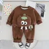 Nuevo Conjunto de Dos Piezas para Niños de Algodón con Cuello Redondo, Sudadera de Tomate Tridimensional y Pantalones Largos Estampados de Moda, Directo del Fabricante