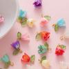 Acessórios para joias DIY de 1,5 cm, lírio perolado, orquídea colorida, folhas tridimensionais, flor, pulseira, chaveiro, pingente de colar