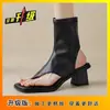 Sandálias Gladiadoras de Cano Alto com Tira para Dedos, Nova Moda Verão 2026 para Mulheres, Tendência ao Ar Livre, Celebridade da Internet, Super Quentes, Versáteis, Sandálias Romanas Retrô