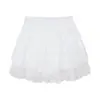 Saia Midi de Cintura Alta com Babados de Renda Estilo Doce Coreano Design Único Linha A para Mulheres Novo Estilo Verão 2026