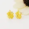 Brincos de Trevo de Quatro Folhas Banhados a Ouro Vietnamitas para Mulheres, Estilo Nicho de Alto Padrão, Brincos de Ouro Imitado Duradouros, Novos Acessórios