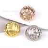 Champiñón Rayado Asimétrico Redondo Estilo Retro Bola de Lana Botón Metálico Botón de Abrigo Botón Decorativo para Ropa Exterior Botón Cosido a Mano