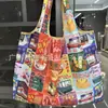 Bolsa de Compras Plegable Ecológica, Bolsa de Almacenamiento de Tela Oxford, Bolso de Hombro Portátil de Gran Capacidad, Bolsa Grande para Supermercado