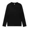 Camiseta de manga larga con cuello redondo, corte holgado y simple, de tejido cepillado de alta gramaje 300G para hombre y mujer, camiseta base de color liso, top de cuello plano, estilo otoño e invierno