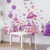 M16000 Desenho animado rosa roxo cogumelo casa fofo divertido animal borboleta adesivos de parede quarto infantil sala de estar adesivos de parede decorativos