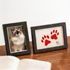 Marco de Fotos Conmemorativo con Huella de Pata de Mascota Soporte de Exhibición Huellas de Perro y Gato Regalo Hecho a Mano DIY Almohadilla de Tinta Sin Lavar Marco de Fotos con Huella de Mano