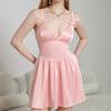 Comercio Exterior Transfronterizo Vestido Satie Bow Europa y América Sexy Cuello en V Espalda Descubierta Plisado Línea A Casual Corto