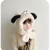 Gorro y Bufanda para Bebé Todo en Uno Otoño e Invierno Niños Bufanda de Cuello de Dibujos Animados Gorro de Felpa Gorro a Prueba de Viento con Protección para Orejas para Niños y Niñas