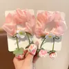 Scrunchie Flor de Morango Infantil Novo Estilo Elástico para Coque de Meninas Flor de Cabelo Estilo Coreano Acessório de Cabelo