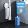 Cepillo para Inodoro Transfronterizo sin Esquinas Muertas, Cepillo para Inodoro de Silicona con Base, Juego de Almacenamiento Montado en Pared, Longitud Extendida para Baño
