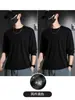 Camiseta de Manga Larga de Seda de Hielo para Hombre en Verano, Malla Holgada, Transpirable, de Secado Rápido, Protección Solar, Top Climatizado, Capa Base para Exteriores, Estilo Delgado