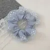 Encaje Estilo Bosque Dulce Versátil Tela Crema Lunares Coleta Lazo para el Cabello Accesorio para el Cabello Lazo Elástico para el Cabello Lazo de Intestino Pequeño para Mujeres