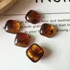 Zhen Tu Parche de Resina Semiredondo Bicolor Tipo Tinta Cuadrado Geométrico Pequeño Materiales para Aretes Hechos a Mano DIY