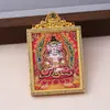 Thangka semi-pintado à mão em estilo tibetano com tinta dourada, retratando os Oito Grandes Deuses Guardiões, incluindo os Cinco Senhores, Manjushri, Zaki Lhamo, os Deuses Amarelo e Preto da Riqueza, e Mahakala