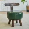 Sillón individual, taburete para cambiarse los zapatos de madera maciza, silla giratoria de tamaño pequeño para sala de estar con respaldo para adultos, silla redonda de ocio