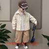 Novo Look de Outono para Meninos 2024 Novo Conjunto Elegante de Duas Peças de Jaqueta de Primavera e Outono Infantil para Meninos, Coreano Durável