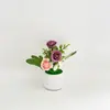 Maceta de Mini Donut Flor Artificial en Maceta Oficina Sala de Estar Escritorio Interior Bonsái Adornos Flores Artificiales Falsas y Plantas Verdes