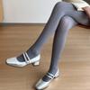 Medias Melard Estilo Dulce y Fresco con Rayas Verticales 3D en Forma de Corazón, Leggings Térmicos Lolita de Terciopelo Gris
