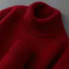 Suéter masculino de lã pura com gola alta, cor sólida, casual de negócios, caimento solto, malha de tricô, pulôver, camiseta de malha
