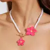 Joias Europeias e Americanas, Estilo Praia Boêmio Nicho de Moda Colar de Pérolas, Tornozeleira Elegante com Corrente de Flor Tridimensional