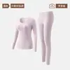 Conjunto de ropa interior térmica de algodón puro para otoño para mujer, capa interior cálida, capa base de algodón, top y pantalones finos de algodón para usar como capa interior