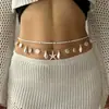 Venta Caliente Popular Cadena Corporal Transfronteriza Europea y Americana Cadena de Pecho Elegante de Concha de Perla Sintética Cadena de Cintura de Moda de Personalidad para Playa Mujeres