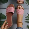 Sandalias de tela bordadas planas sin cordones para mujer, de comercio exterior europeo y americano, sandalias de playa ligeras para uso en exteriores