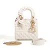 Bolso Princesa Diana Mate para Mujer 2026 Modelo Nuevo Blanco Moda Elegante Gama Alta Lujo Ligero Bolso de Mano de Diseñador Bolso Cruzado Pequeño