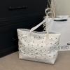 Bolsa Tote Fofa com Laço Estilo Coreano para Mulheres 2025 Nova Grande Capacidade Tendência Moda Cor Contrastante Bolsa de Ombro