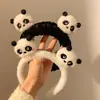 Linda diadema de panda tridimensional, banda para el pelo de cara de animal de dibujos animados, horquilla de broche de muñeca de felpa, tocado infantil, femenino
