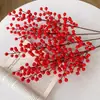 Flores de Año Nuevo, Flores Decorativas de Año Nuevo, Bayas Rojas de Acebo, Fruta de la Fortuna, Flores Artificiales, Flores Falsas, Decoraciones para Sala de Estar, Decoraciones de Ramo para Inauguración de Casa