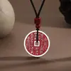 Colar de Moedas Redondas com Cordões Pretos e Vermelhos, Moedas Estilo Antigo, Moedas de Cobre dos Oito Trigramas, Unissex, Estilo Vintage, Versátil, Ideia de Presente