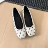 Zapatos Planos Negros de Lunares Cuadrados Retro para Mujer 2026 Otoño Nuevos Estilo Francés Poco Profundos Ballet Mary Jane