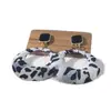 Europeu e americano retro leopardo impressão tecido enrolamento círculo aço agulha brincos personalidade geométrica temperamento alto sentido brincos mulheres atacado