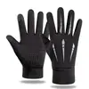 Luvas de couro masculinas de inverno quentes à prova de frio com forro de fleece espessadas para ciclismo à prova d'água tela sensível ao toque estudante femininas de motocicleta à prova de vento