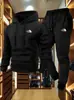 Moda Europea y Americana Transfronteriza Estampado Casual Traje de Dos Piezas para Hombre Sudadera con Capucha y Pantalón Largo Traje Deportivo para Hombre Primavera y Otoño