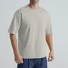 Camiseta esportiva e lazer europeia e americana transfronteiriça masculina cor sólida solta fitness treino respirável gola redonda preta manga curta verão