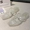 Novas Sandálias de Cristal Transparente de Verão Duas Formas Moda Feminina Antiderrapantes para Exterior Sandálias de Gel Plástico Casuais de Praia