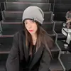 Sombreros de Otoño para Mujer con Circunferencia de Cabeza Grande, Gorros de Punto Versátiles de Moda, Gorros tipo Headwrap, Sombreros Postparto, Gorros Holgados de Celebridad de Internet, Sombreros para Adelgazar la Cara