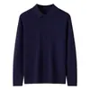 Nuevo Modelo Otoño/Invierno 2026 Suéter de Punto 100% Lana Fina Cuello Polo Manga Larga para Hombre Color Sólido Holgado Suéter de Lana